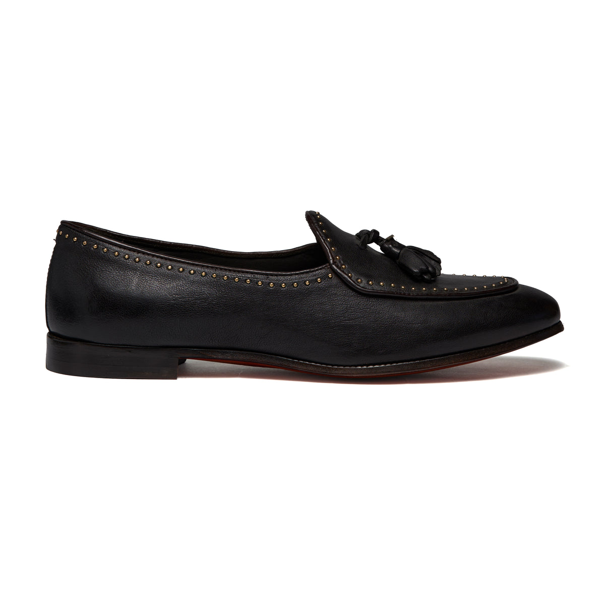 Arienzo Vitello Martellato Nero con Borchie Oro, Morgillo Calzature
