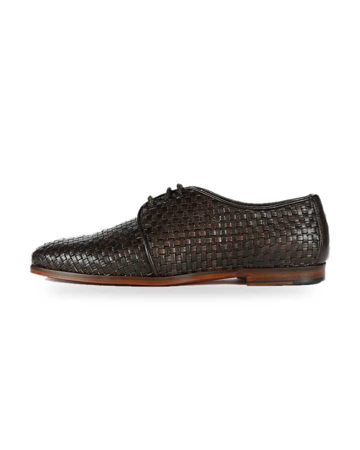 Renga Derby Dark Brown Woven Buffalo Leather
